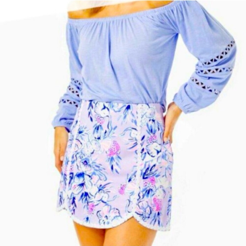 EUC Lilly Pulitzer Patty Skort Lilac Verbena Trunks in the Air 🐘🍍🌺 - Picture 2 of 6